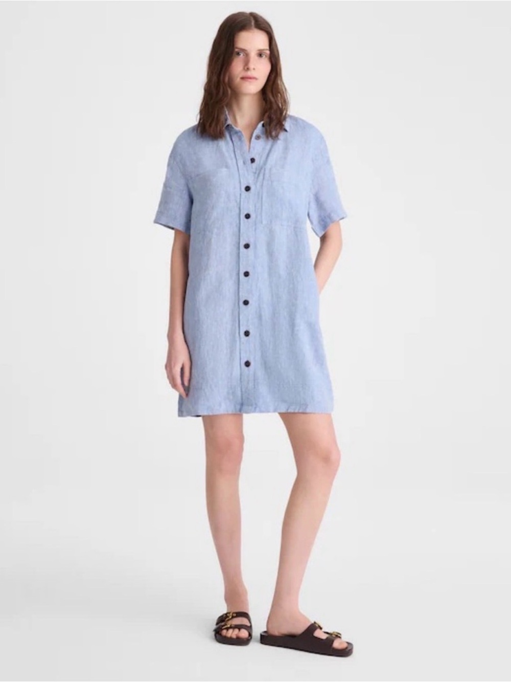 Never Worn Madewell Light Blue Linen Button-Down Dress